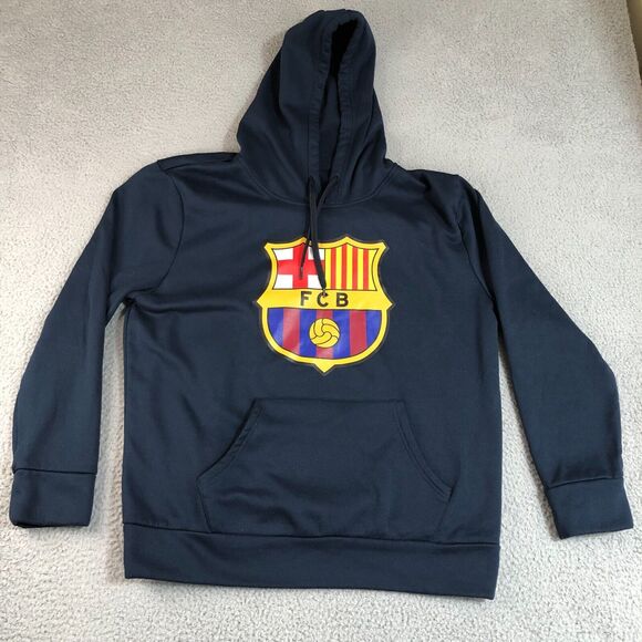FC Barcelona Hoodie Men XL Navy Blue‎ Sweatshirt Sportswear Soccer Football Logo - Picture 1 of 7